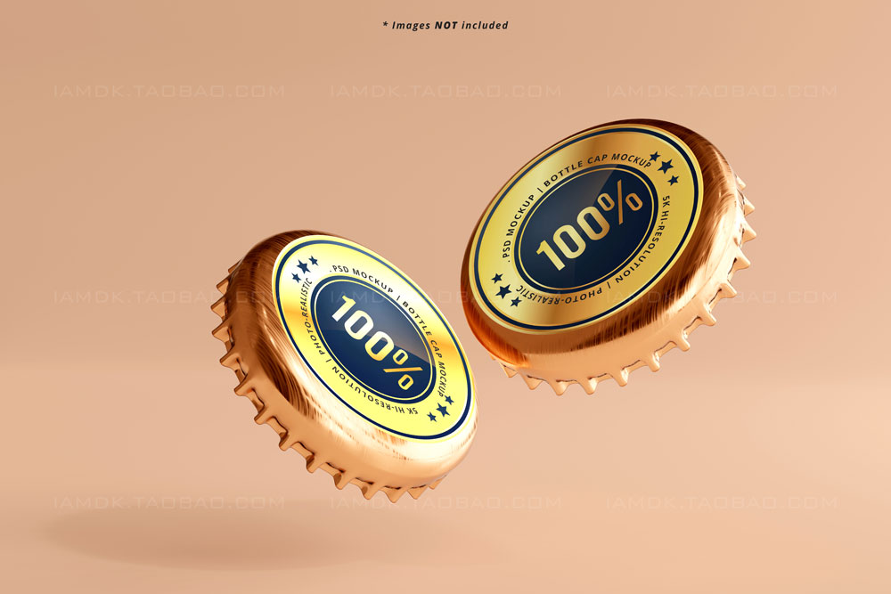 8款饮料啤酒瓶金属盖徽标Logo贴图样机模板 Bottle Caps Mockup_img_2