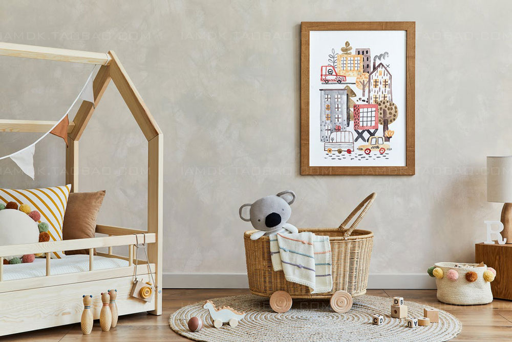 16款儿童房室内海报绘画相片装饰相框展示样机模板套件 Kids Room Artwork Frame Mockup Kit_img_2