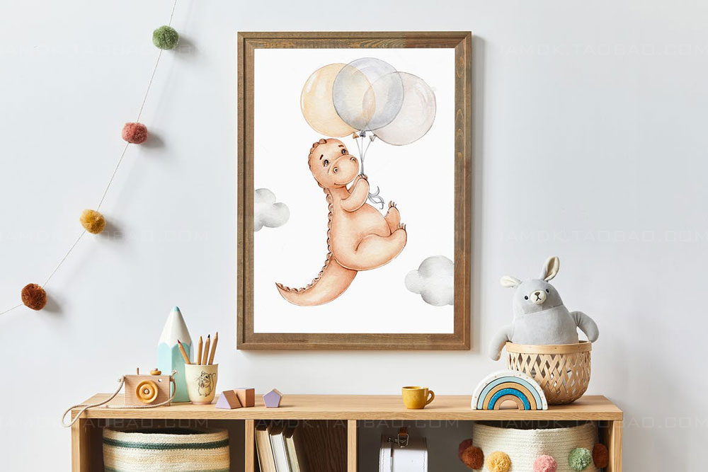 16款儿童房室内海报绘画相片装饰相框展示样机模板套件 Kids Room Artwork Frame Mockup Kit_img_2