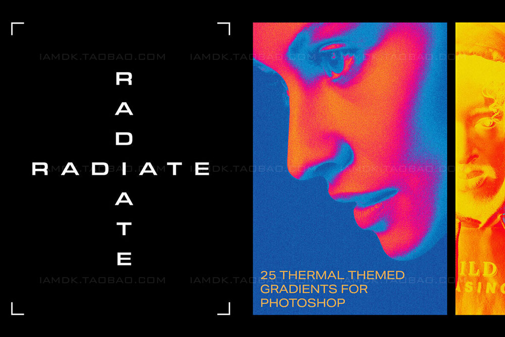 25种潮流酸性渐变虹彩热像仪热感应Ps色板预设模板 Radiate Photoshop Gradients_img_2