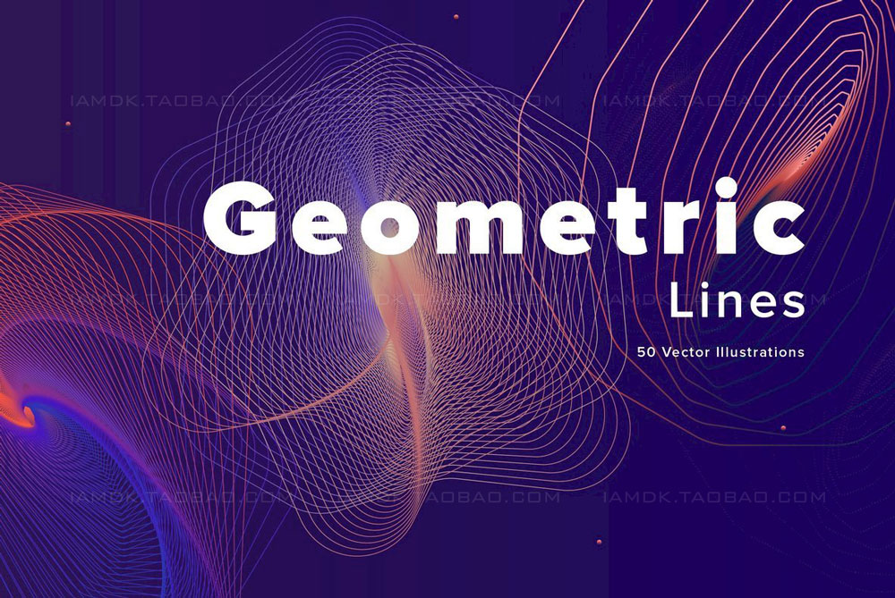 50款抽象未来科技不规则线条放射环形数字几何辅助图形矢量设计素材 Geometric Lines_img_2