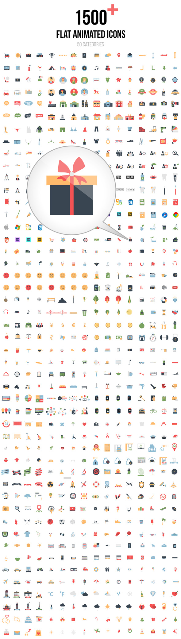 AE脚本模板 2000个平面MG扁平化动画图标场景工具包 Flat Animated Icons Library_img_2