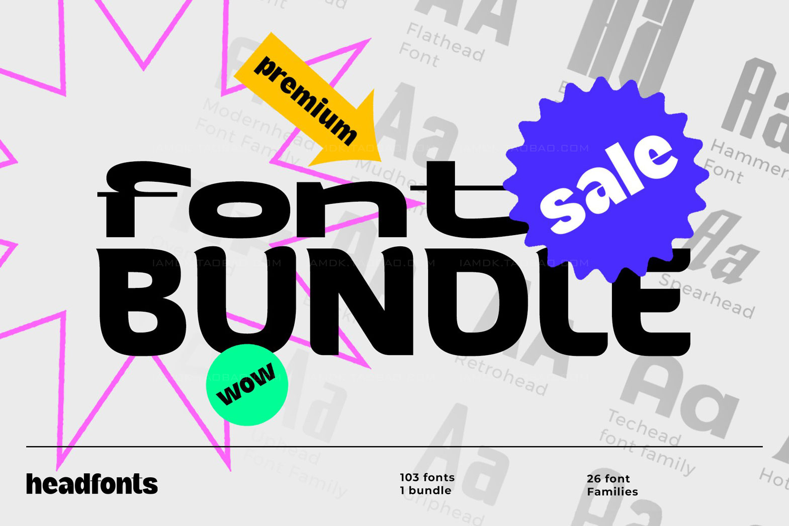 49套现代简约时尚复古标题徽标logo设计Headfonts英文字体素材合集 Headfonts Font Bundle_img_2