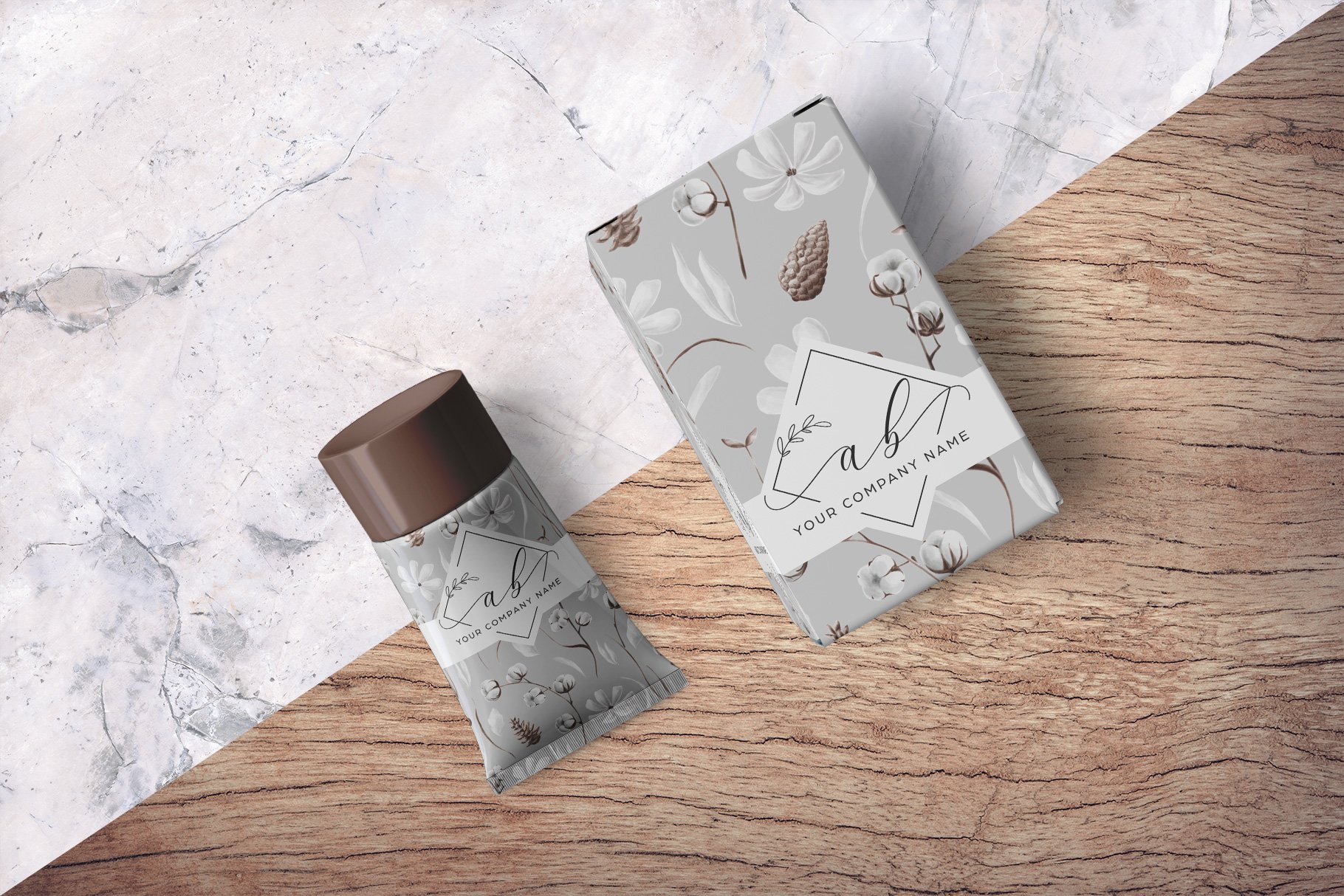 化妆品洗面奶软管包装盒设计PSD样机模板 Cosmetic Tube Packaging Mockup_img_2