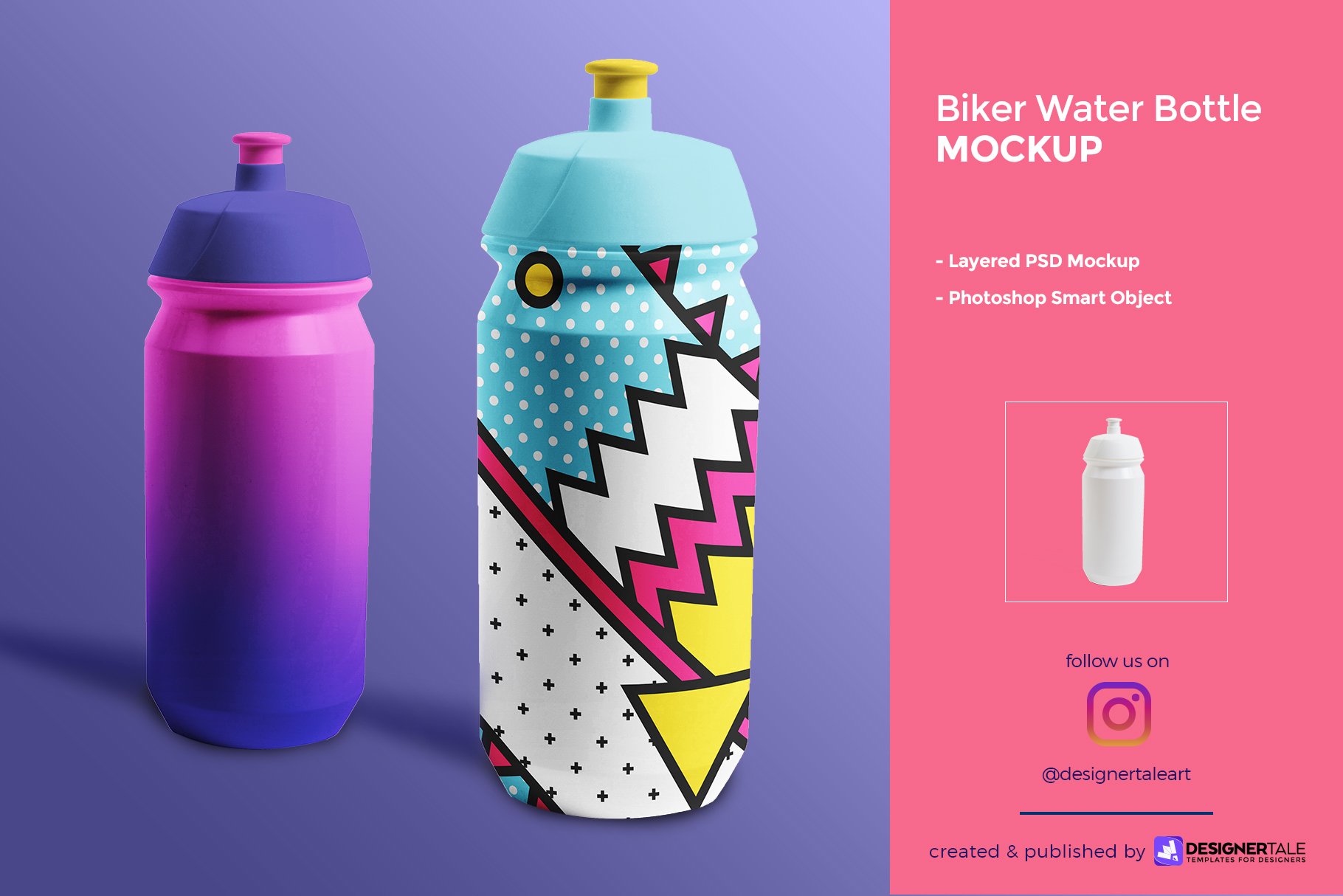 骑自行车水杯外观设计展示贴图样机源文件 Biker Water Bottle Mockup_img_2