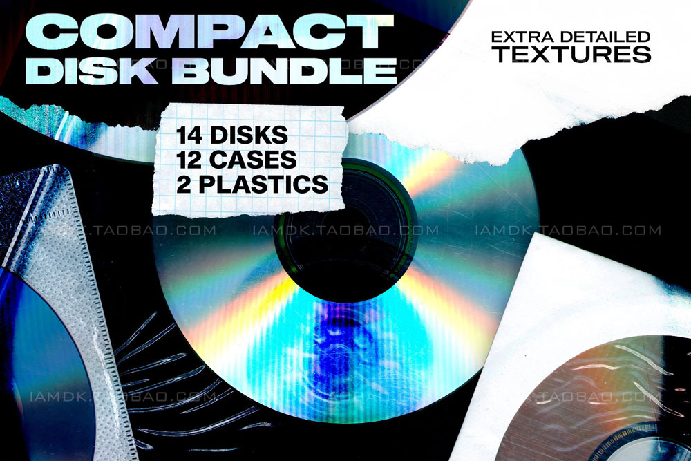 30款潮流CD光盘专辑唱片包装高清PNG免扣图片Ps设计素材 Extra-Detailed Compact Disk Bundle_img_2