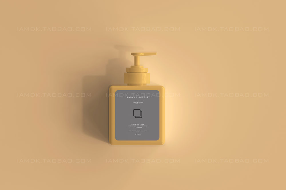 方形洗面奶按压塑料泵瓶设计展示样机素材 Square Pump Bottle Mockup_img_2