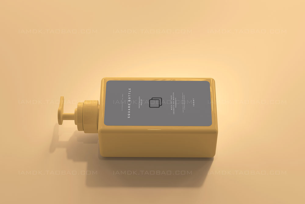 方形洗面奶按压塑料泵瓶设计展示样机素材 Square Pump Bottle Mockup_img_2