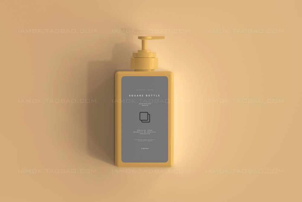 方形洗面奶按压塑料泵瓶设计展示样机素材 Square Pump Bottle Mockup_img_2