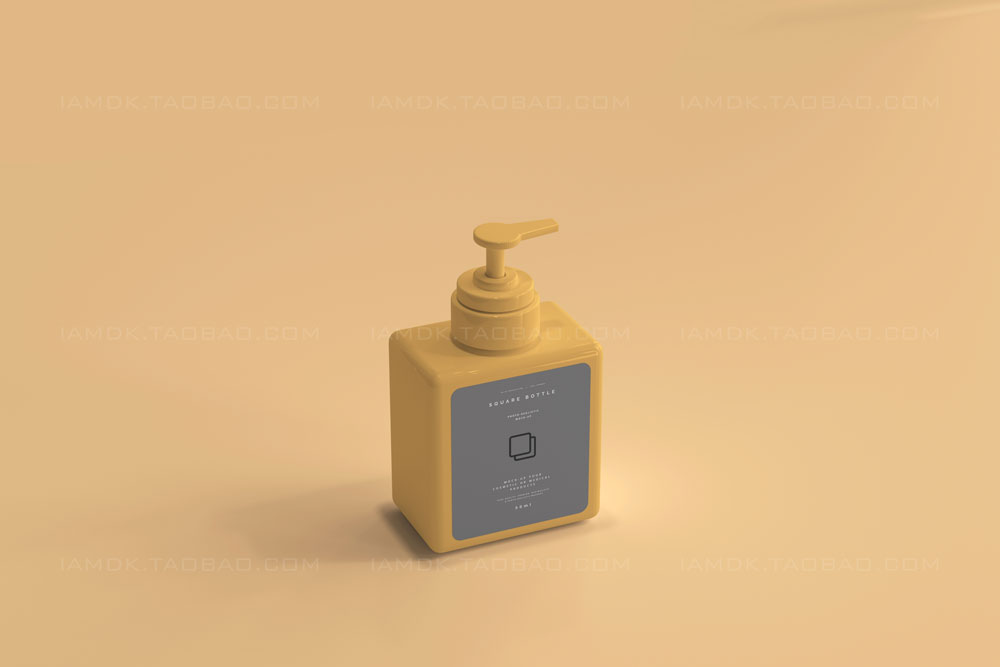 方形洗面奶按压塑料泵瓶设计展示样机素材 Square Pump Bottle Mockup_img_2