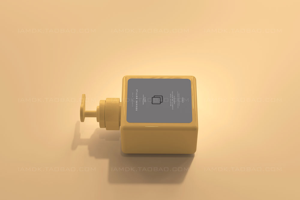 方形洗面奶按压塑料泵瓶设计展示样机素材 Square Pump Bottle Mockup_img_2