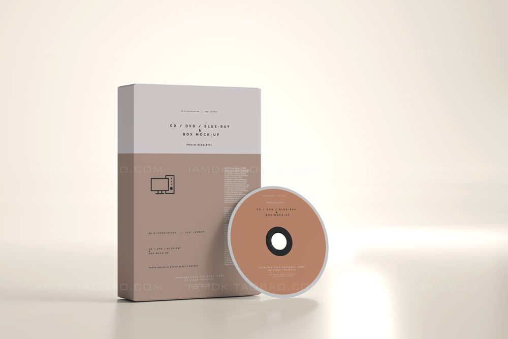 10款软件光盘CD包装盒设计展示贴图PSD样机模板 Software Box And Disk Mockup_img_2