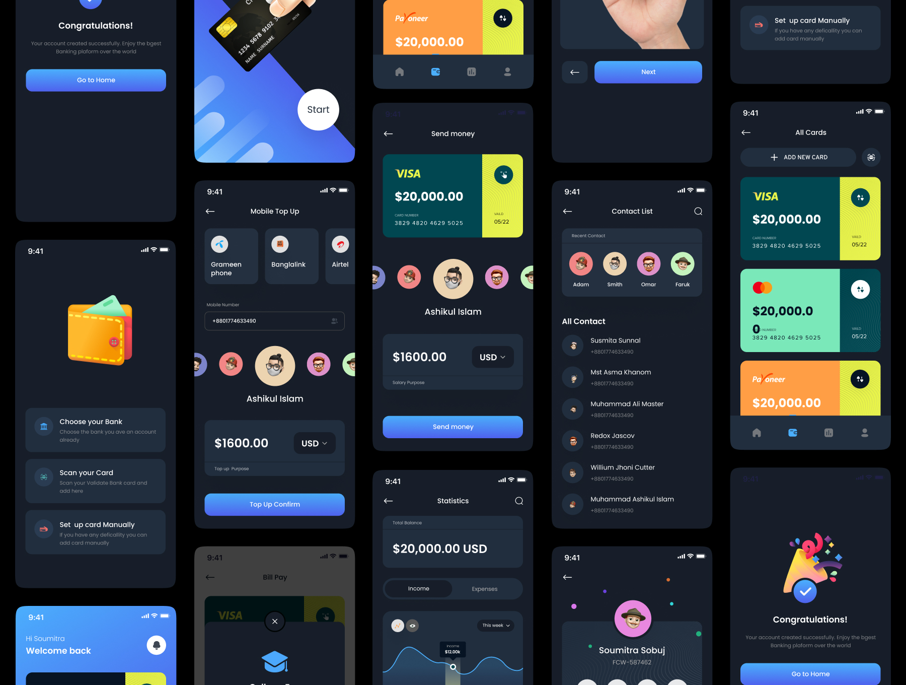 金融科技银行交易应用程序APP UI套件 FinTech Mobile App UI KIT_img_2