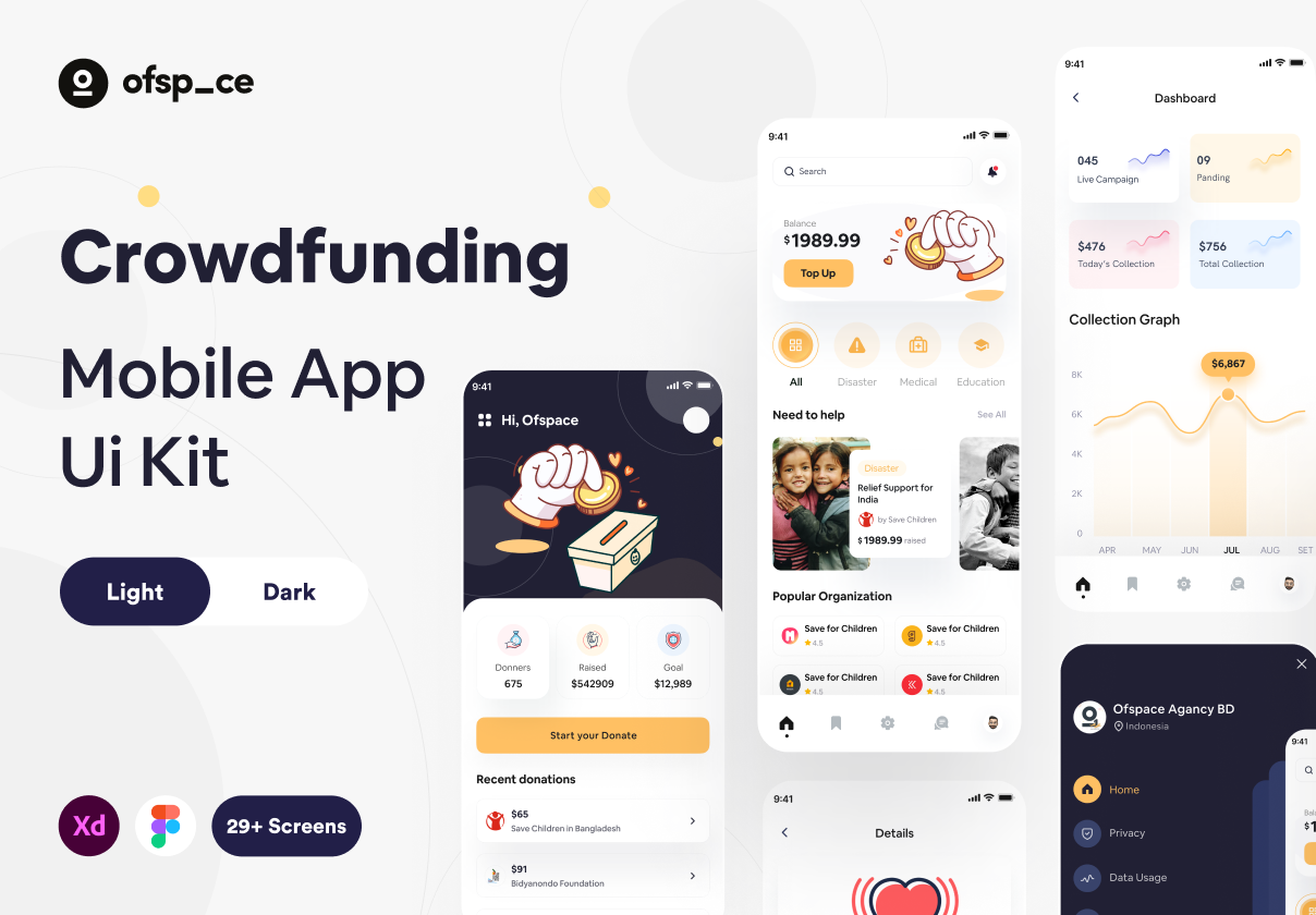 众筹应用程序APP界面设计UI套件 Crowdfunding App UI Design Kit_img_2