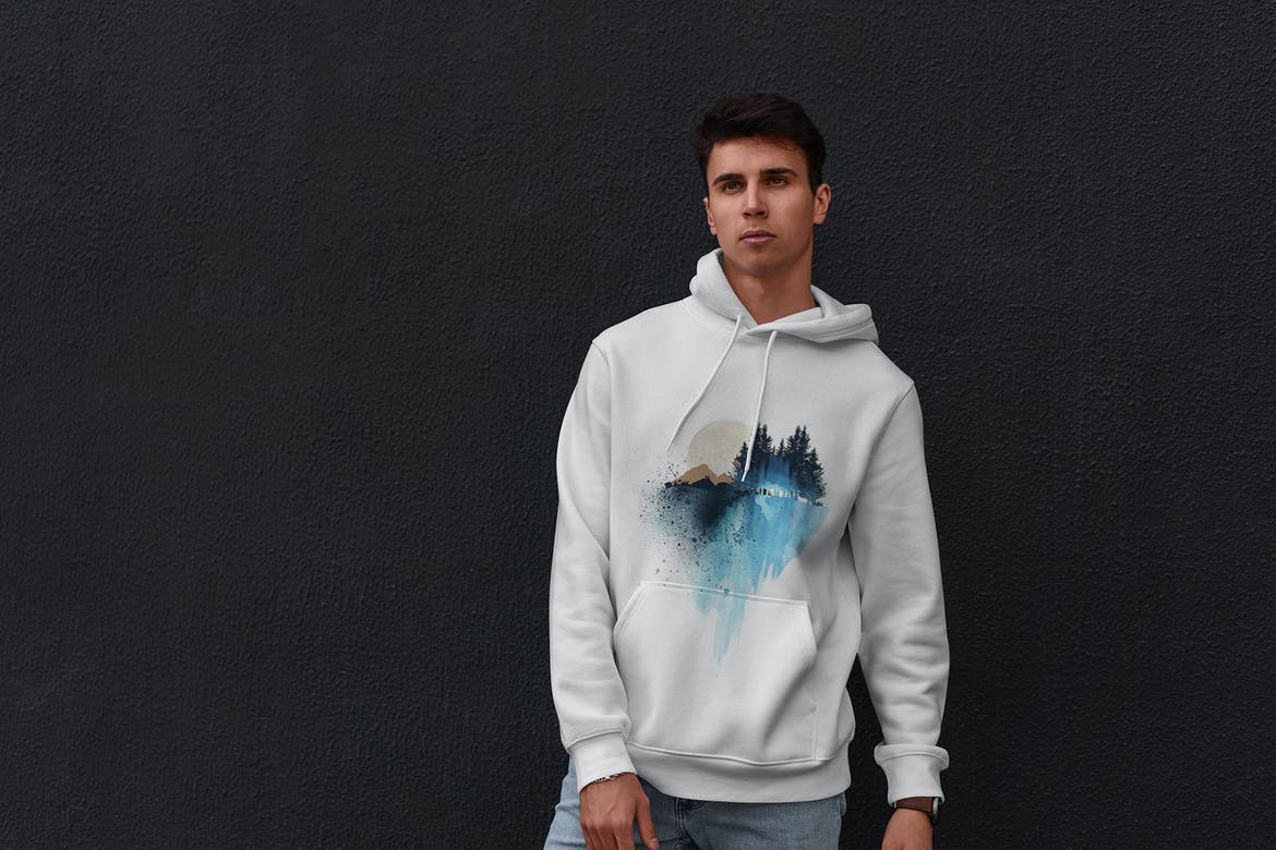 19款时尚男士连衣帽卫衣印花图案设计展示Ps智能贴图样机模板 Hoodie MockUp Street Style 2021_img_2