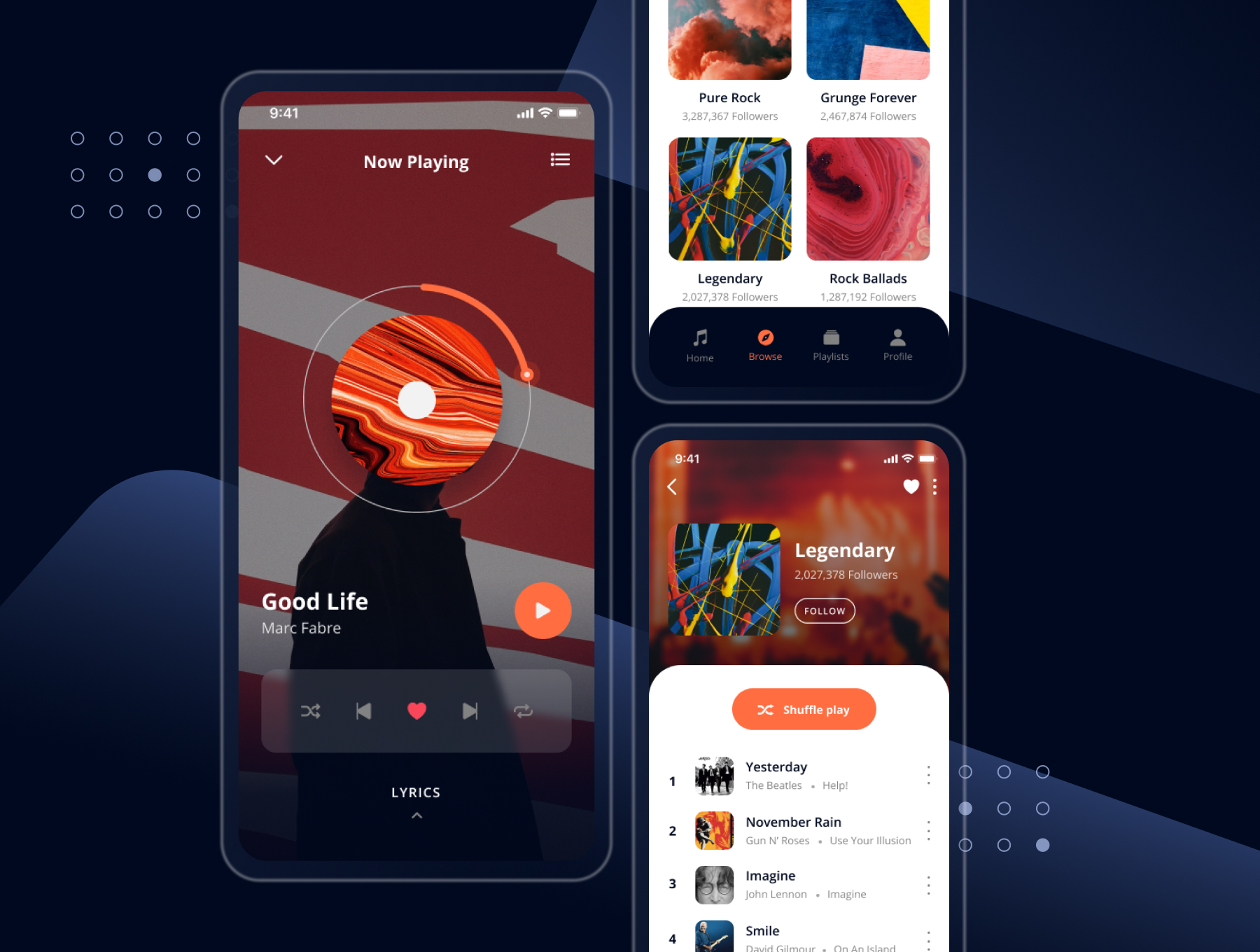 现代时尚iOS音乐播放器APP界面设计UI套件素材 Musika - Music Player App UI Kit_img_2