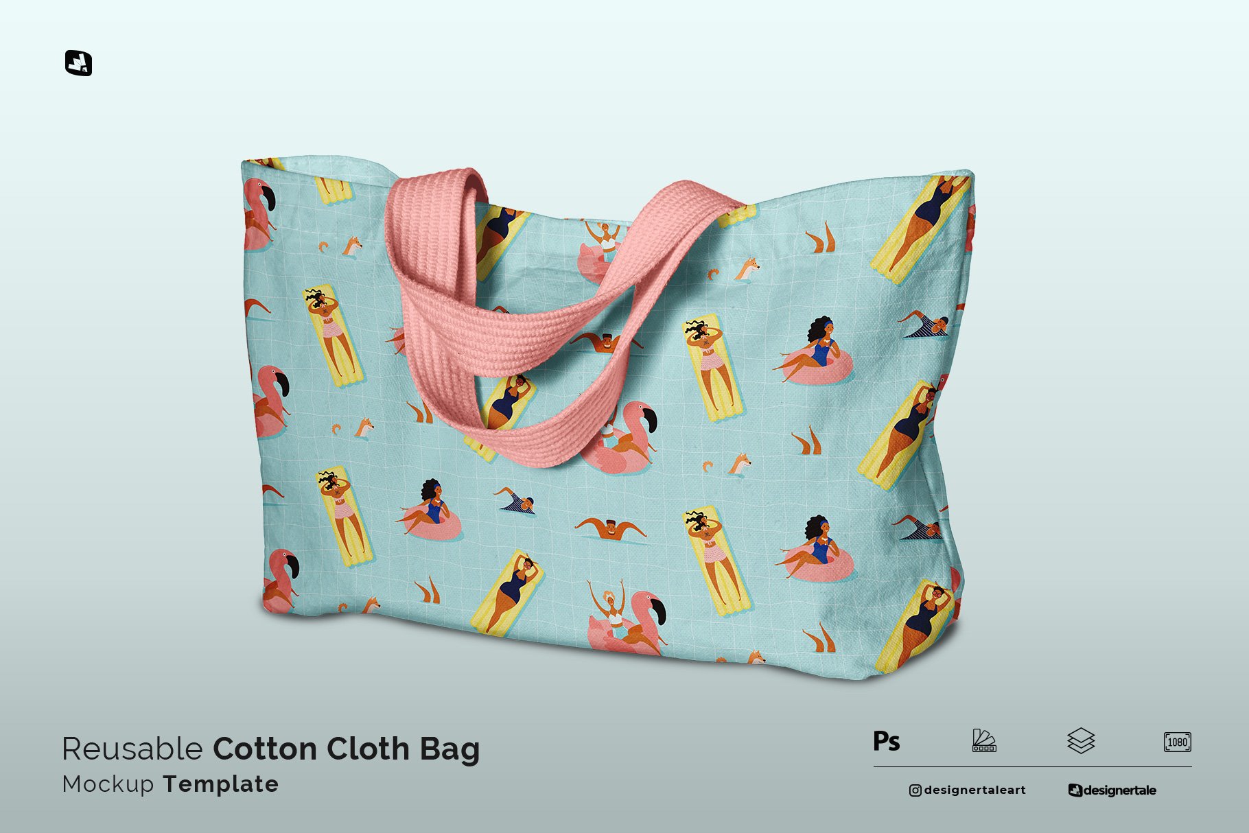 时尚无纺布手提袋设计展示贴图样机 Reusable Cotton Cloth Bag Mockup_img_2