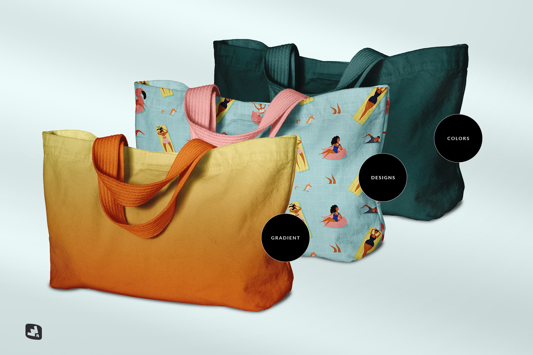 时尚无纺布手提袋设计展示贴图样机 Reusable Cotton Cloth Bag Mockup_img_2