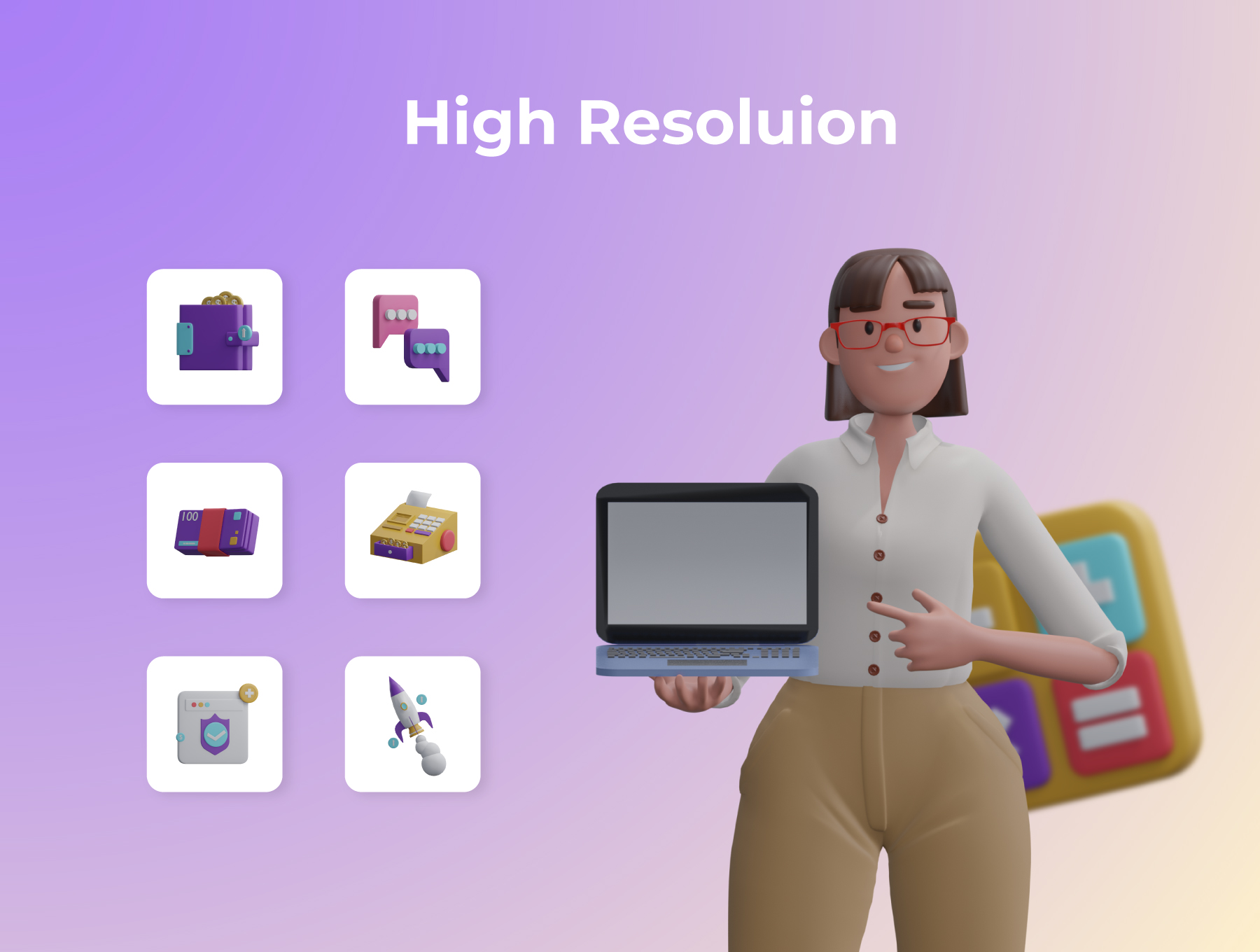 高级金融APP应用设计人物3D图标设计素材套装 Financial 3D Character Illustration Pack_img_2