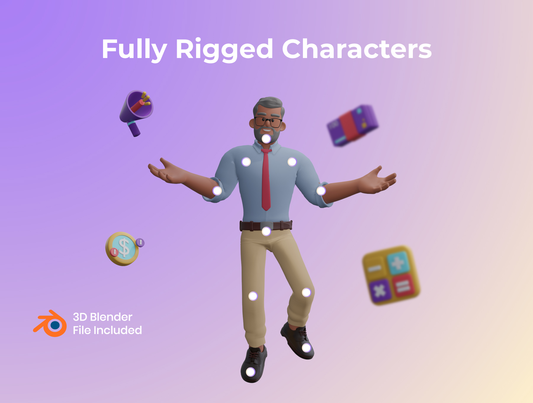 高级金融APP应用设计人物3D图标设计素材套装 Financial 3D Character Illustration Pack_img_2