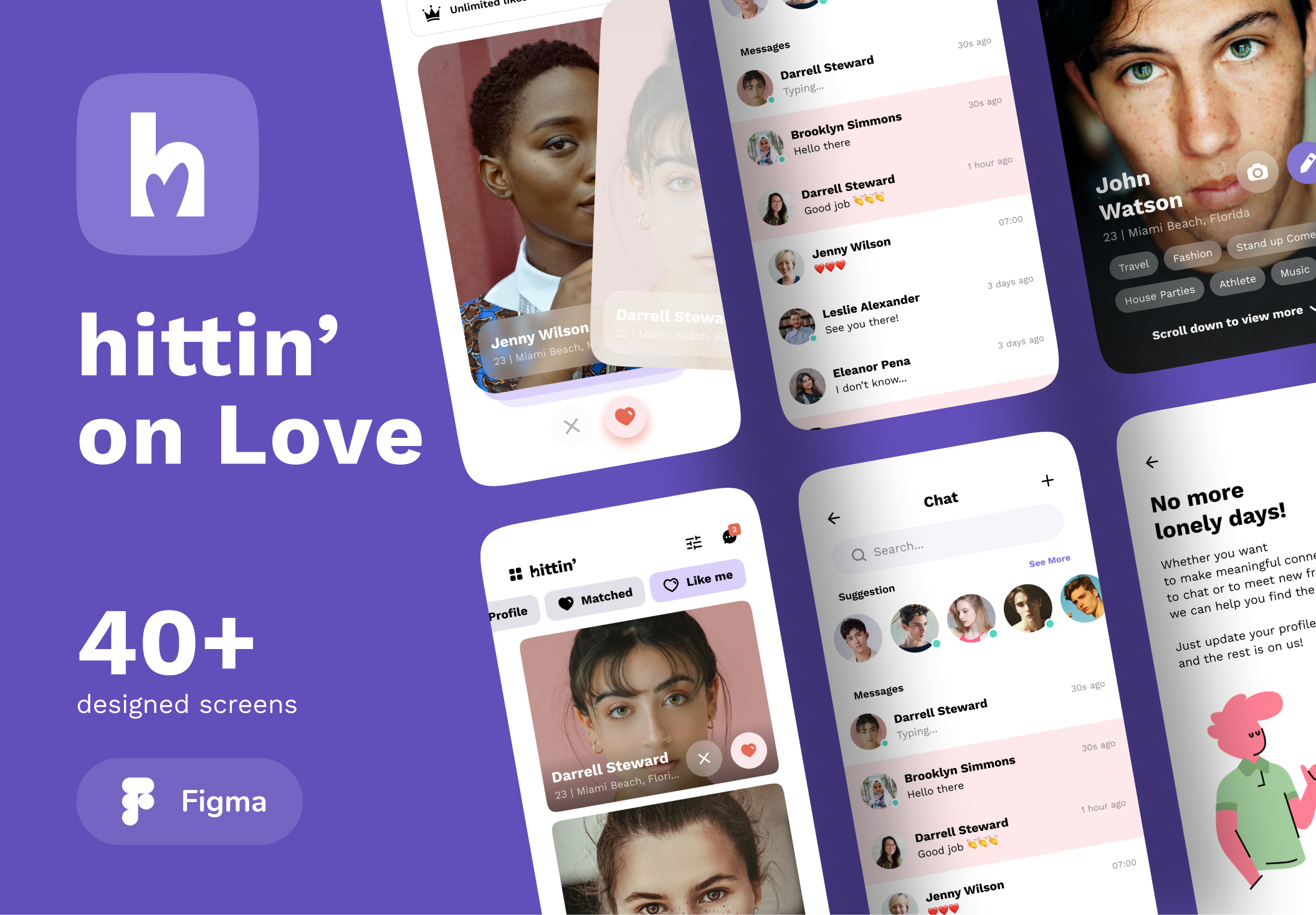 约会社交APP应用程序UI界面设计套件 Hittin - Dating Mobile UI Kit_img_2