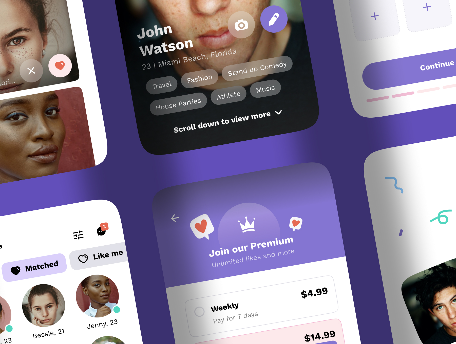 约会社交APP应用程序UI界面设计套件 Hittin - Dating Mobile UI Kit_img_2