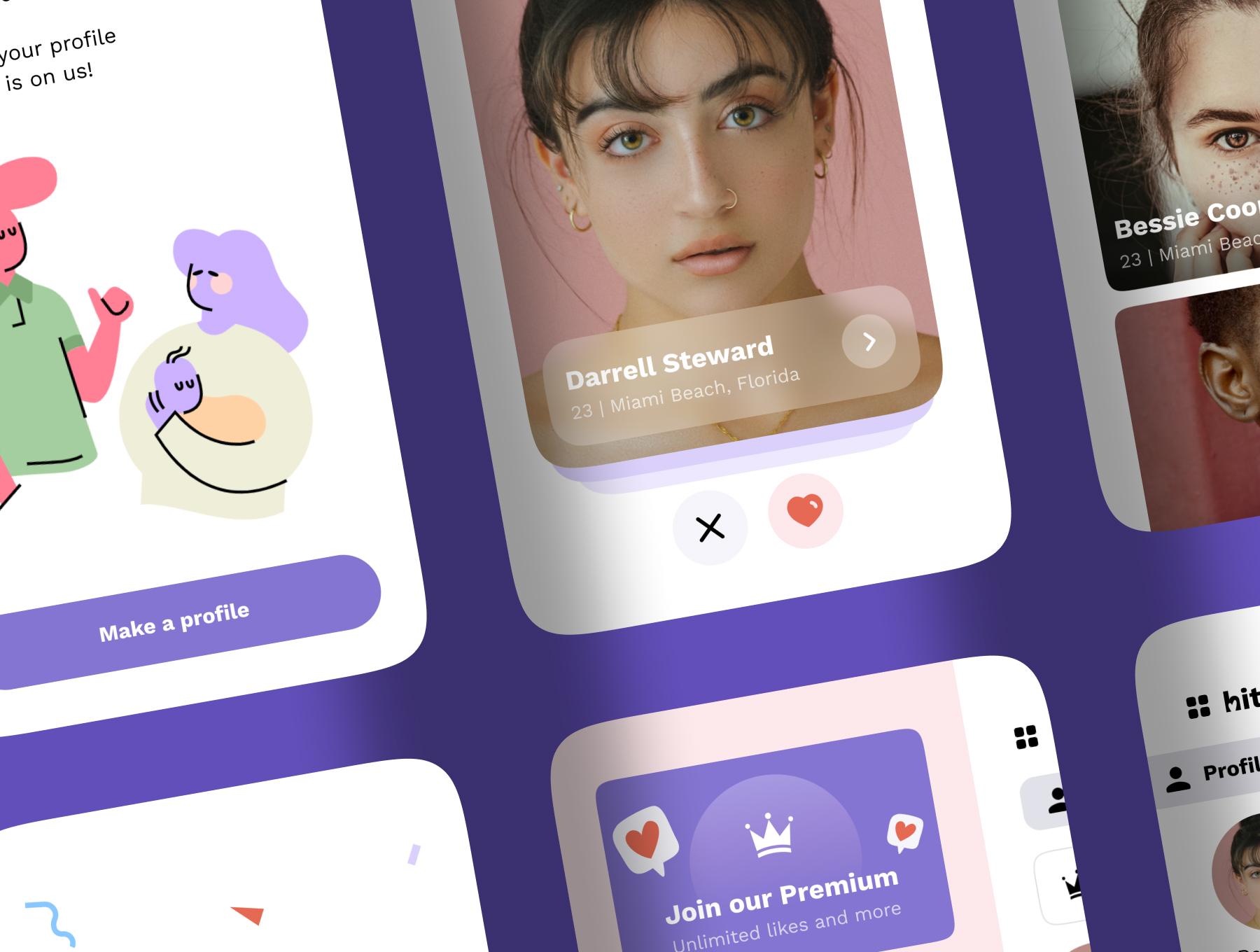 约会社交APP应用程序UI界面设计套件 Hittin - Dating Mobile UI Kit_img_2