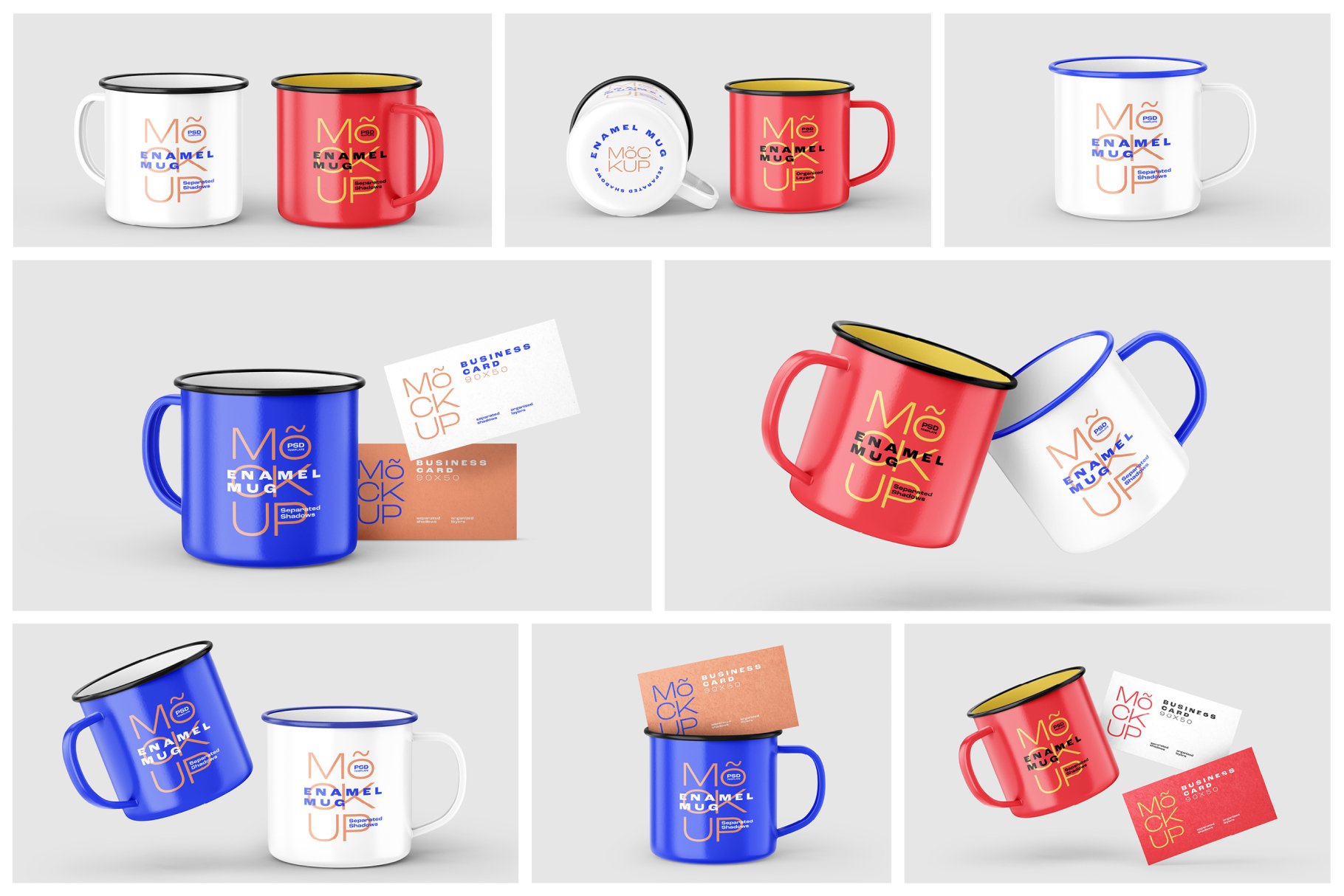 8款经典品牌Logo设计搪瓷杯马克咖啡杯场景展示Ps智能贴图样机模板 Enamel Mug Mockup Set_img_2