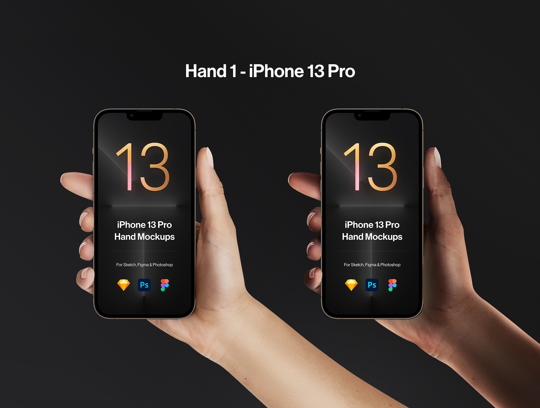 全新手持苹果iPhone 13 Pro智能手机屏幕演示样机 2 Hands Mockups iPhone 13 Pro & iPhone 13_img_2