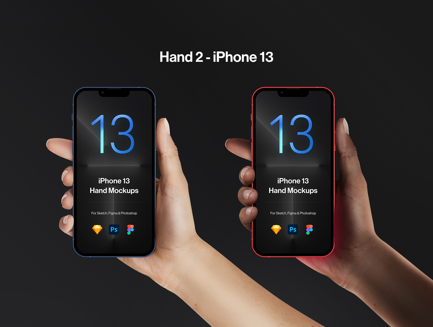 全新手持苹果iPhone 13 Pro智能手机屏幕演示样机 2 Hands Mockups iPhone 13 Pro & iPhone 13_img_2