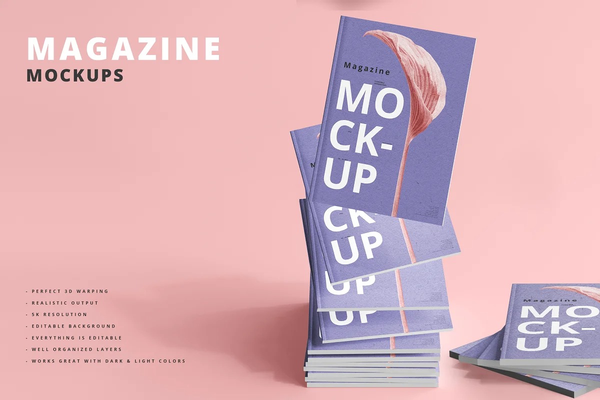 35款时尚产品目录宣传画册书籍封面设计展示Ps智能贴图样机模板 Magazine Mockups_img_2