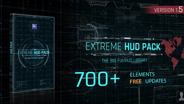 AE模板-700+FUI高科技HUD界面UI动画科幻线条元素包V1.5 Videohive - Extreme HUD Pack V1.5_img_2