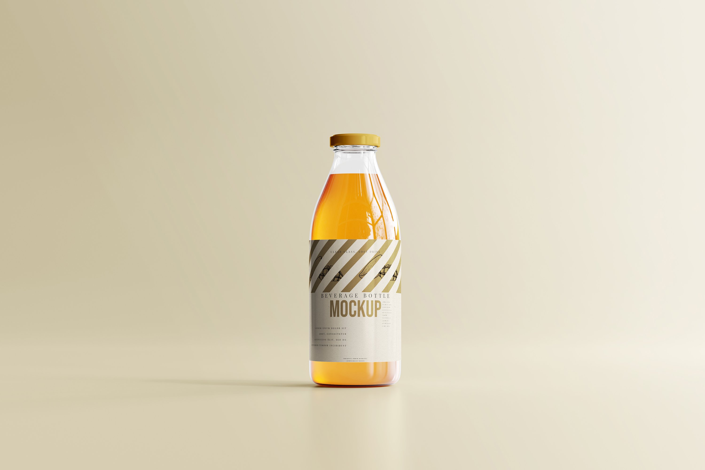 时尚透明果汁饮料玻璃瓶标签贴纸设计展示样机素材 Glass Beverage Bottle Mockups_img_2