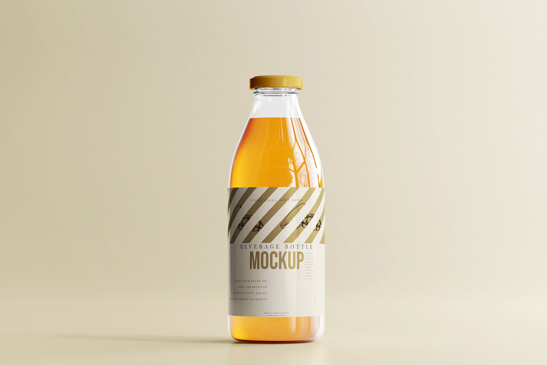 时尚透明果汁饮料玻璃瓶标签贴纸设计展示样机素材 Glass Beverage Bottle Mockups_img_2