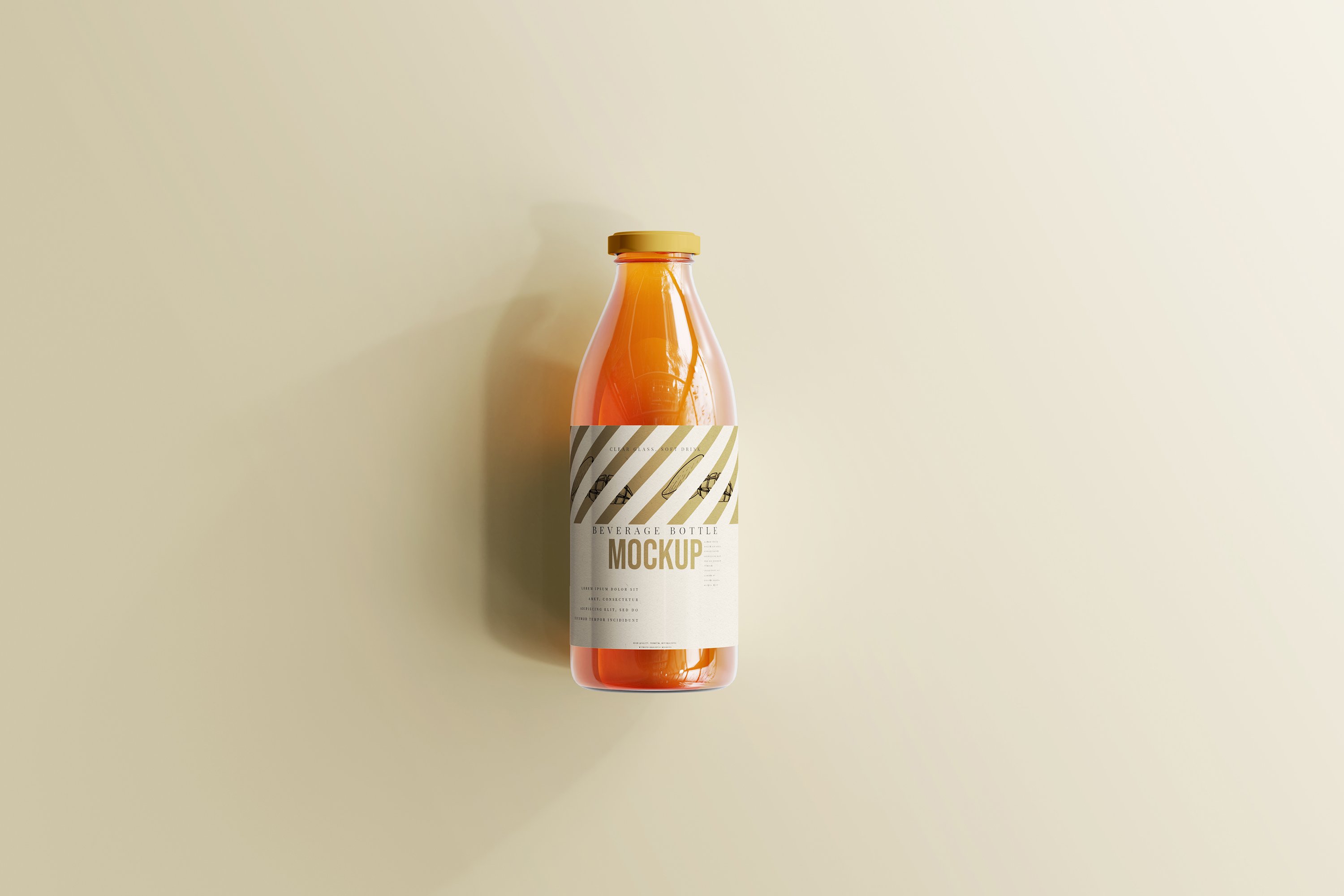 时尚透明果汁饮料玻璃瓶标签贴纸设计展示样机素材 Glass Beverage Bottle Mockups_img_2