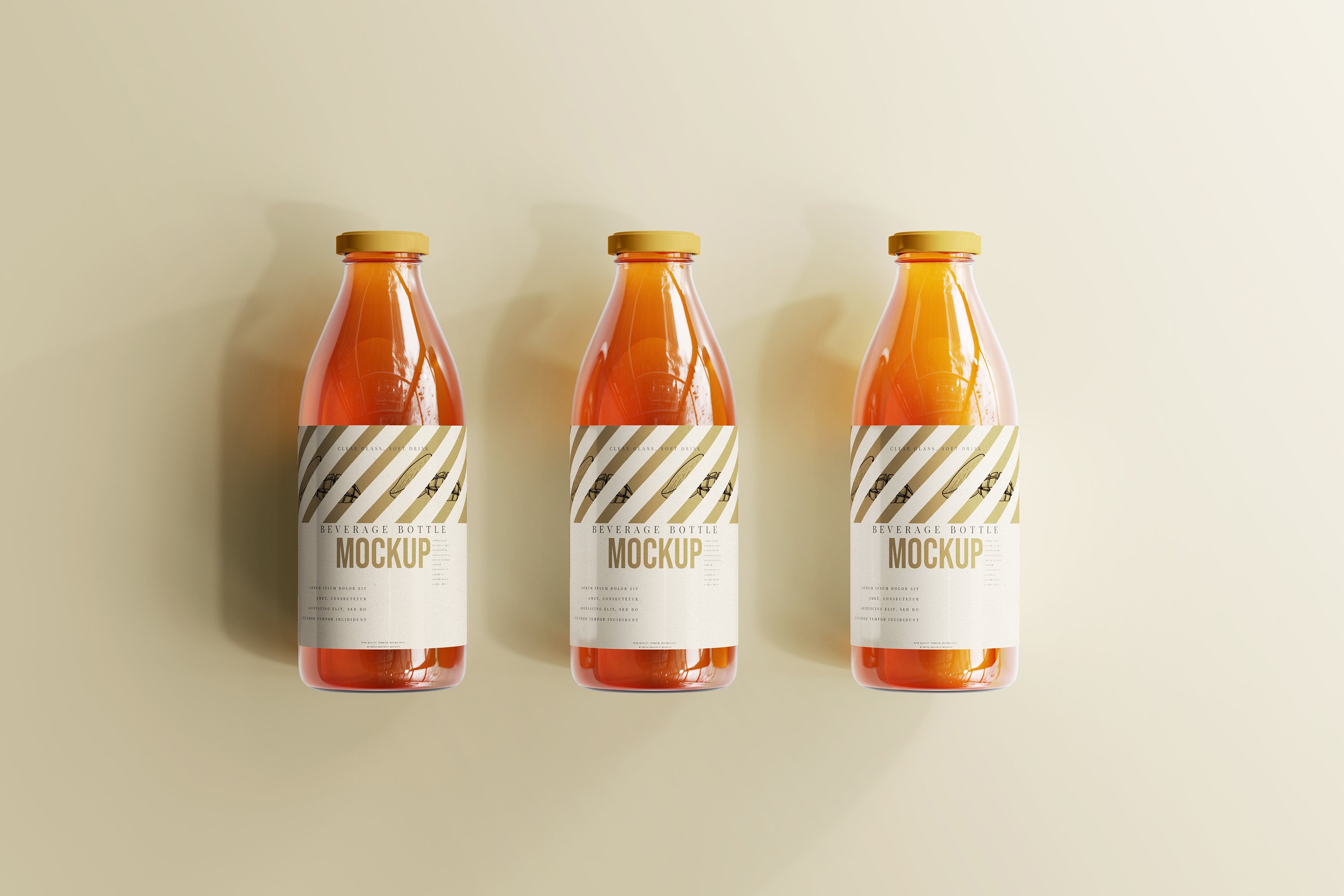 时尚透明果汁饮料玻璃瓶标签贴纸设计展示样机素材 Glass Beverage Bottle Mockups_img_2