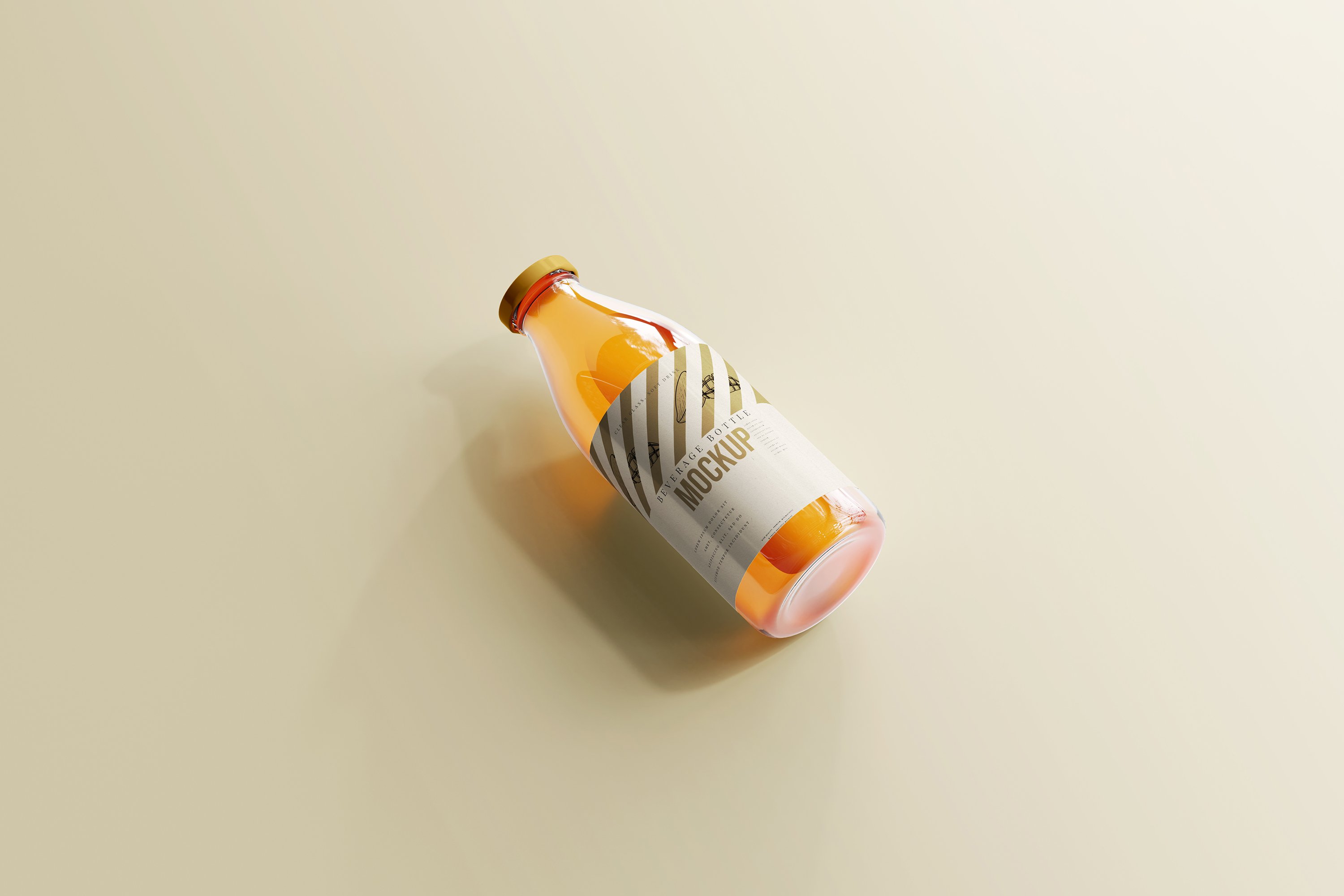 时尚透明果汁饮料玻璃瓶标签贴纸设计展示样机素材 Glass Beverage Bottle Mockups_img_2