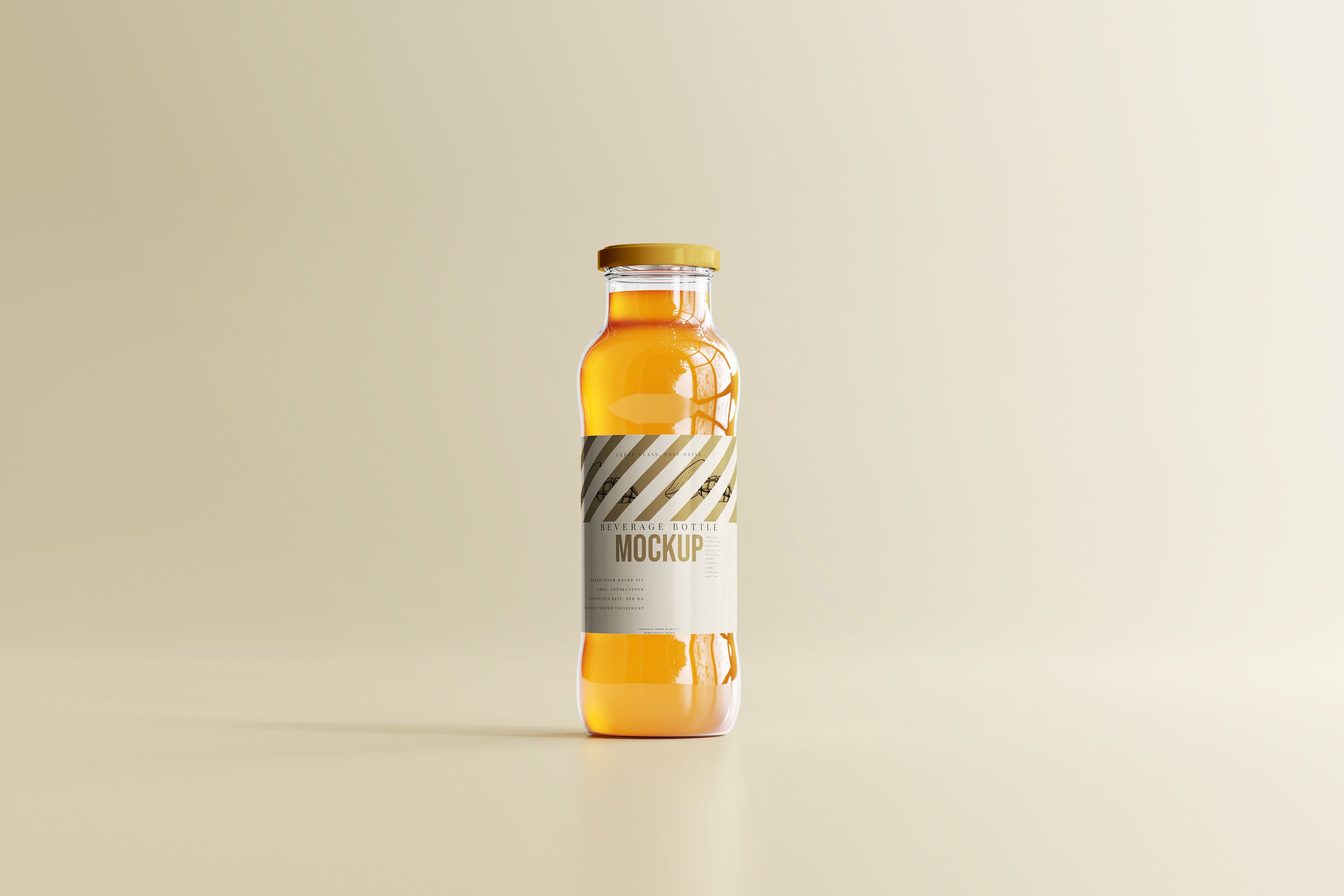 时尚透明果汁饮料玻璃瓶标签贴纸设计展示样机素材 Glass Beverage Bottle Mockups_img_2