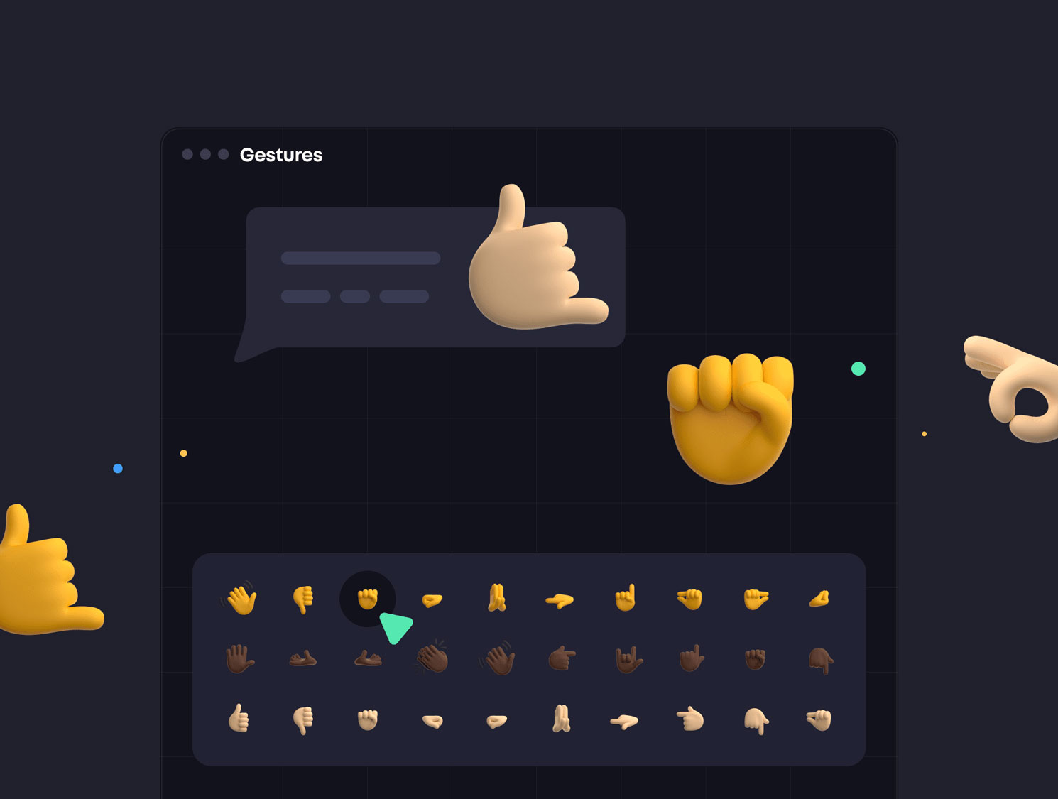 创意卡通3D立体手指手势Emoji表情包PNG免抠图片插图插画设计素材 Gestures 3D Emoji Pack_img_2