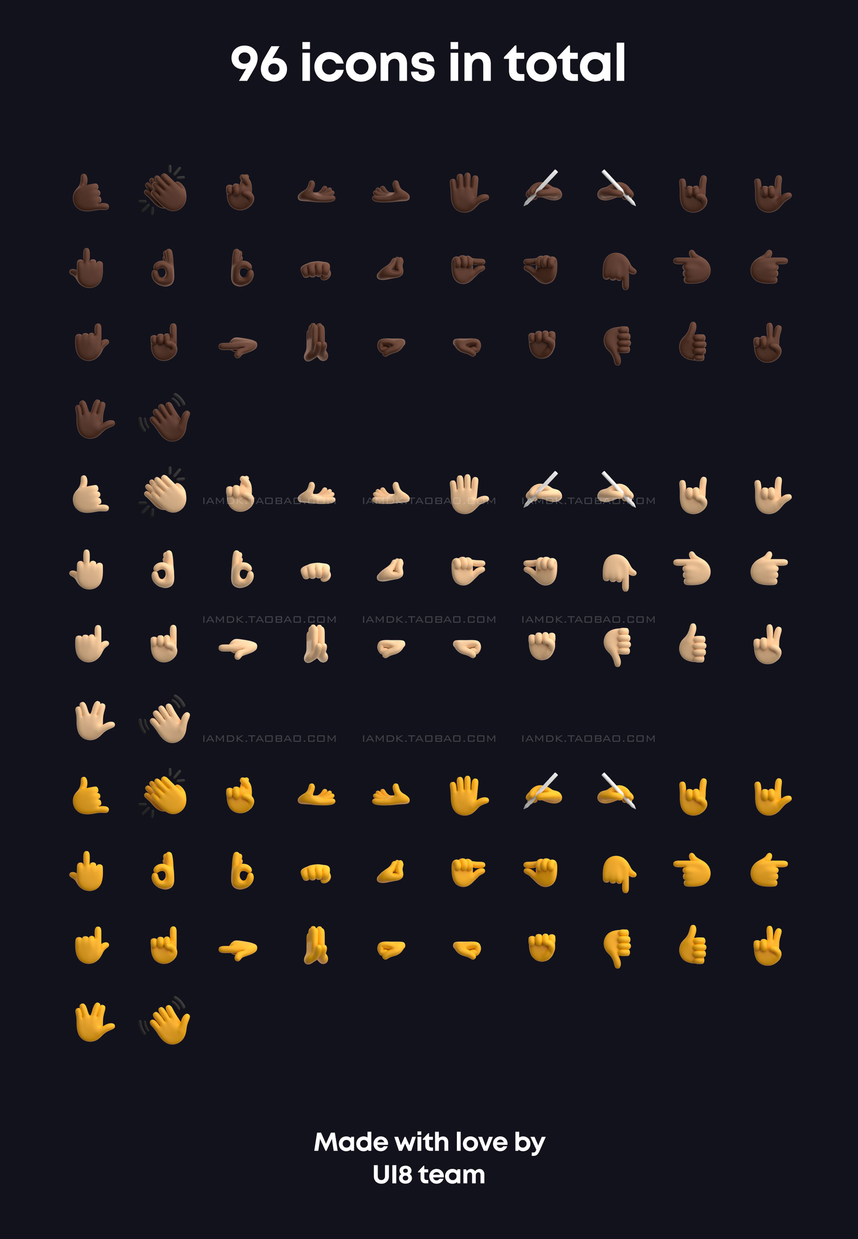 创意卡通3D立体手指手势Emoji表情包PNG免抠图片插图插画设计素材 Gestures 3D Emoji Pack_img_2