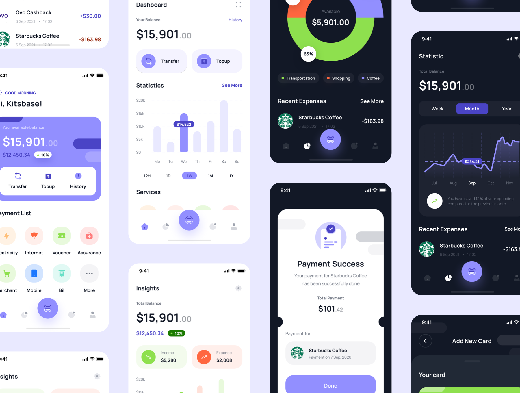 精美财务金融应用程序APP界面设计UI套件素材 Paybase - Finance App UI Kits_img_2