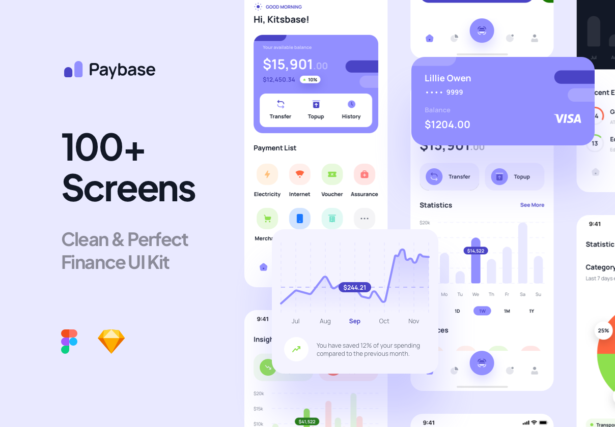 精美财务金融应用程序APP界面设计UI套件素材 Paybase - Finance App UI Kits_img_2