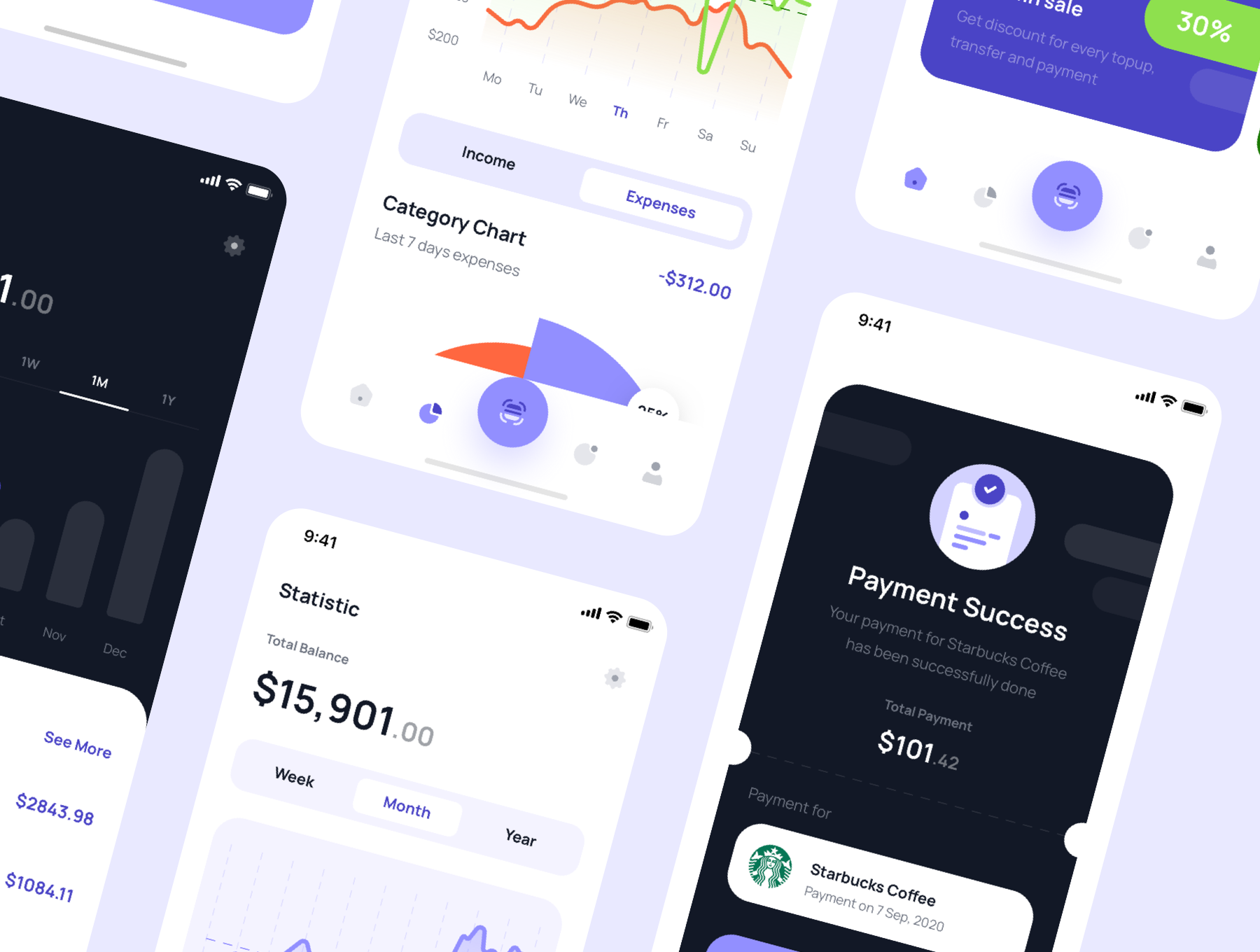 精美财务金融应用程序APP界面设计UI套件素材 Paybase - Finance App UI Kits_img_2