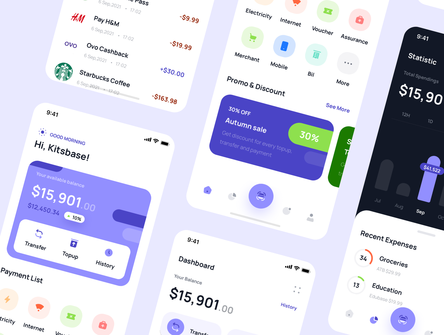 精美财务金融应用程序APP界面设计UI套件素材 Paybase - Finance App UI Kits_img_2