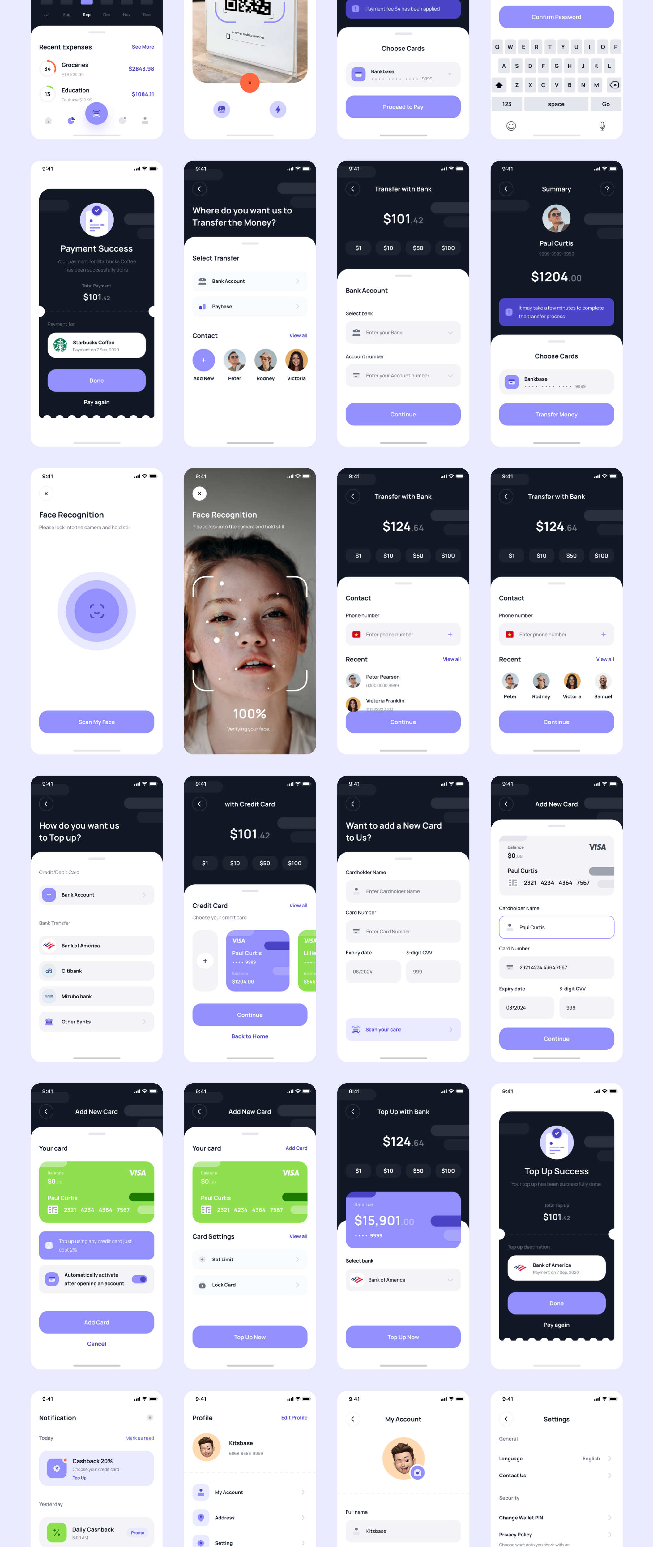 精美财务金融应用程序APP界面设计UI套件素材 Paybase - Finance App UI Kits_img_2