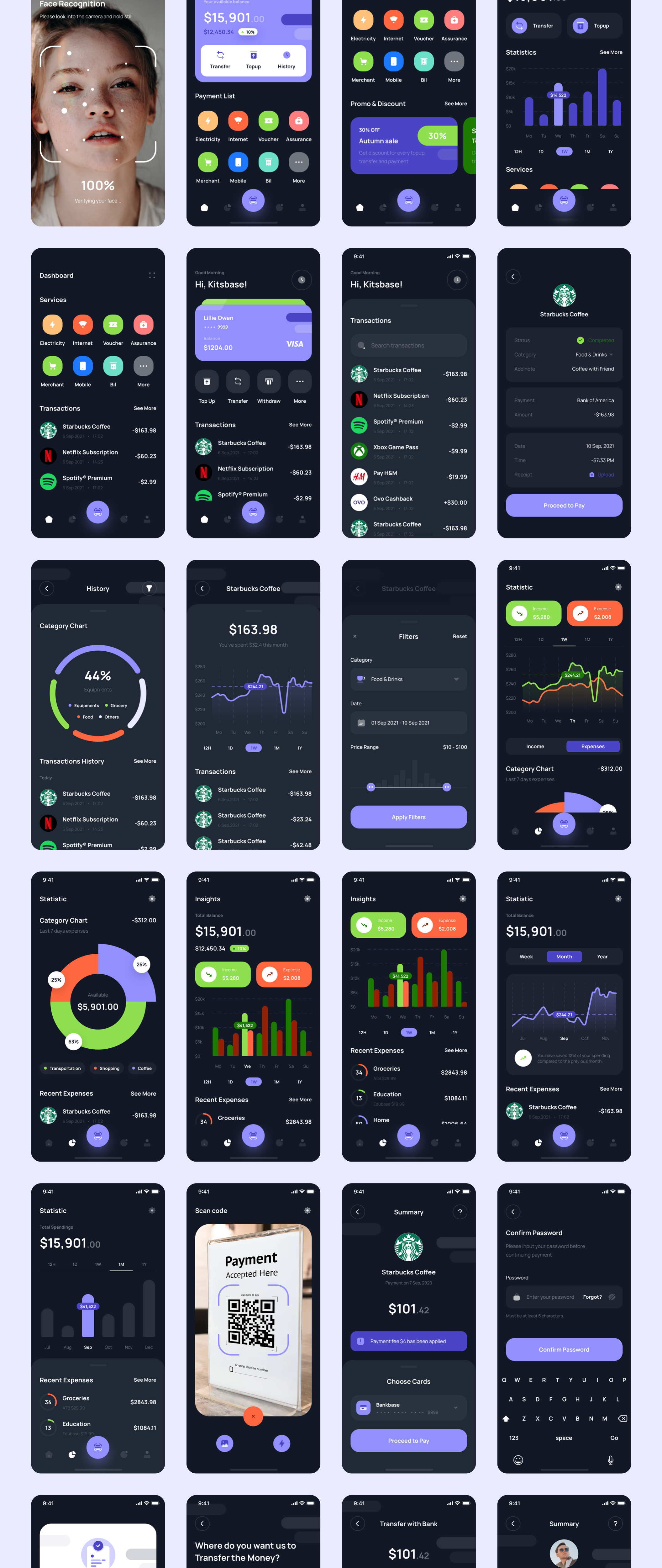 精美财务金融应用程序APP界面设计UI套件素材 Paybase - Finance App UI Kits_img_2