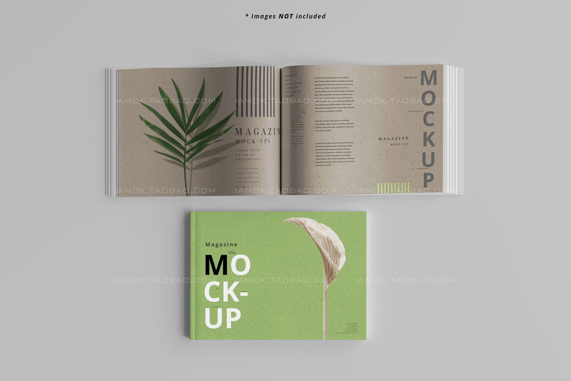 横板精装书宣传画册设计Ps智能贴图样机素材包 Landscape Magazines Mockup_img_2