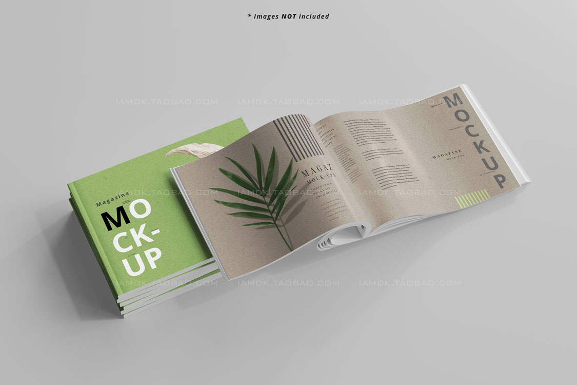 横板精装书宣传画册设计Ps智能贴图样机素材包 Landscape Magazines Mockup_img_2