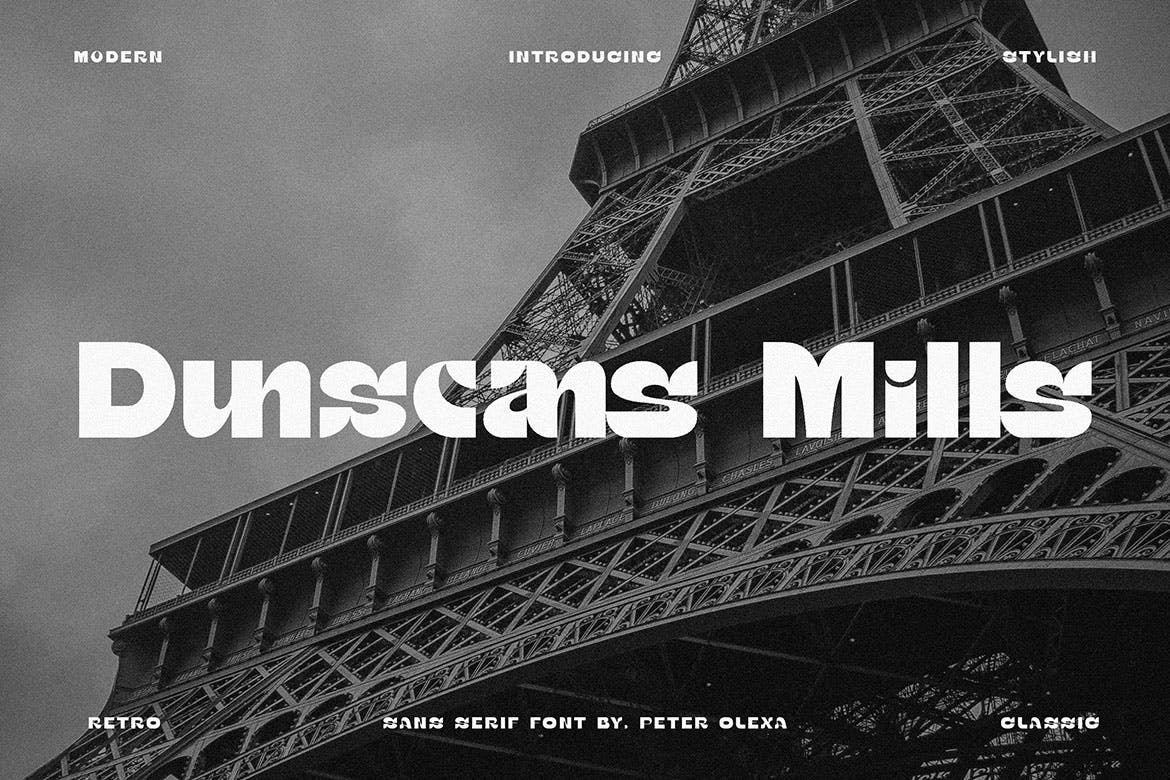 时尚复古品牌标识徽标logo设计无衬线英文字体 Dunscans Mills - Modern Bold Sans_img_2