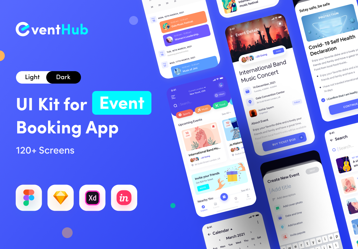 行程事件预订管理应用程序UI界面设计套件 EventHub UI kit_img_2